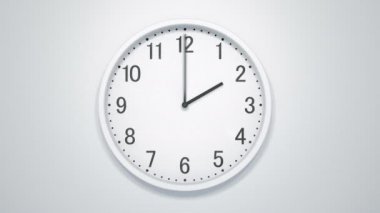 Modern beyaz duvar saati Timelapse. 60fps Loopable animasyon.