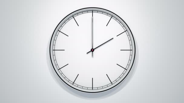 Stunden Zeitraffer Moderner Minimalistischer Uhr Weißer Wand 60Fps Loopable Animation — Stockvideo