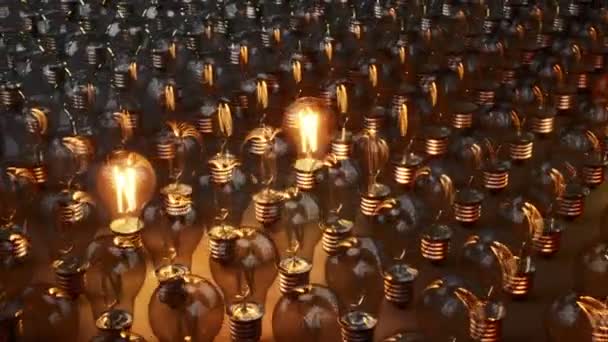 Лампочки Починають Освітлювати Одному Народження Ідей Або Пошук Рішення Анімація — стокове відео
