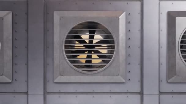 Klimaanlage Industrielle Lüftungsventilatoren Während Der Drehbewegung Kühlung Oder Heizung Innen — Stockvideo