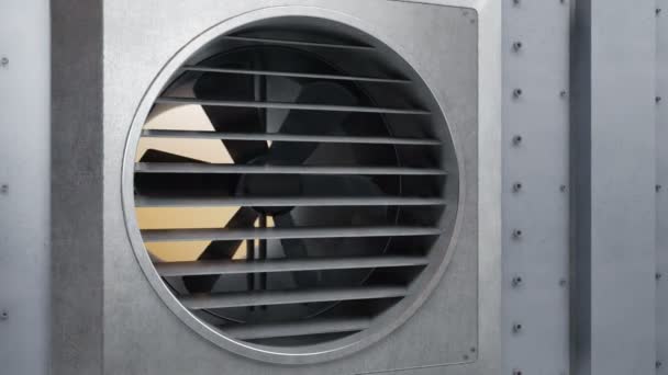 Air ventilation system starts working and fan spinning. Resume work of heating or cooling system. 60 fps animation. — Stock Footage Air Ventilation System Starts Working Fan Spinning Resume Work Heating Stock Video