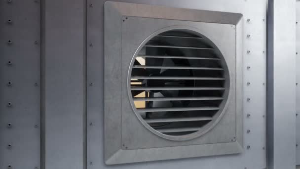 Ventilator Der Industriellen Klimaanlage Während Der Rotation Kühlung Oder Heizung — Stockvideo