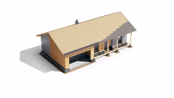 Étape de développement du processus de construction à ossature de bois. Animation 60 ips .