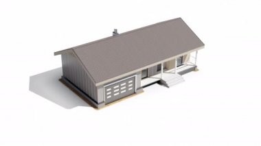 Modern ahşap çerçeve inşaat evi kapalı bina sürecinin aşaması. 60 fps animasyon.