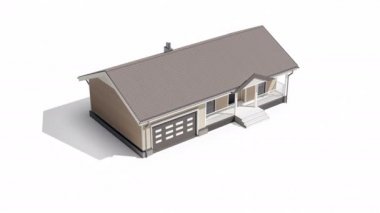 Bitmiş modern ahşap çerçeve inşaat evi. Bina sürecinin aşaması. 60 fps animasyon.