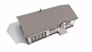 Ahşap çerçeve modern evin inşaat süreci. Son adım. 7.aşama 7. 60 fps animasyon.