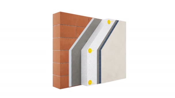 壁の目に見える構造 レンガ ブロック プライマー 接着剤 石膏メッシュとコート Fps アニメーション — ストック動画