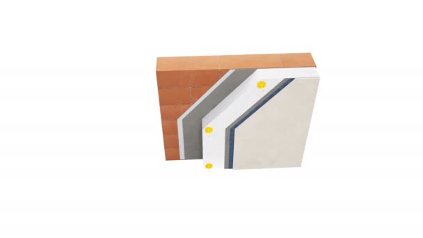 壁の可視層 レンガ ブロック プライマー 接着剤 石膏メッシュとコート Fps アニメーション — ストック動画