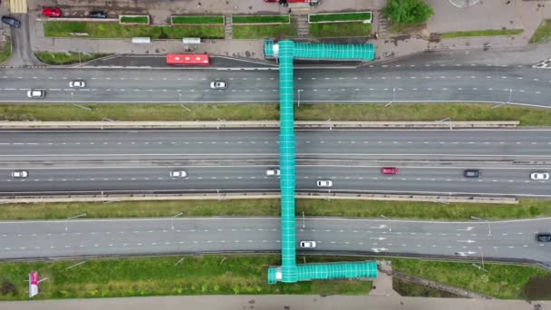 Intercambio de coches, Rusia, vista aérea — Vídeo de stock