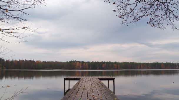 Őszi táj a tó mellett — Stock videók