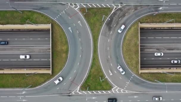 Car interchange, Russia, aerial view — ストック動画