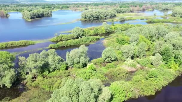 Острови на Волзі, вигляд з повітря — стокове відео