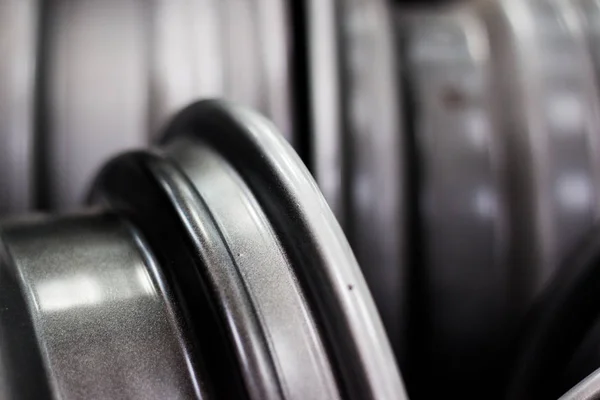 Wheels in the car shop — Stock Image Wheels Car Shop Royalty Free Stock Images