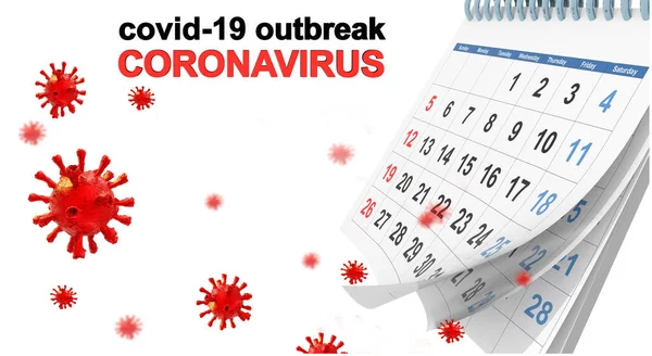 Covid Coronavirus Outbreak Calenadar Words Virus Days Background White Rendering — 스톡 사진