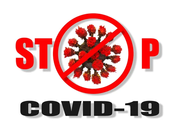 Зупинити Covid Coroanavirus Covid Вірус Знак Тексту Ізольовано Білому Тлі — стокове фото