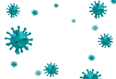 Coronavirus covid1-9 covid 19 virüs arkaplan maskesi mavi - 3D görüntüleme