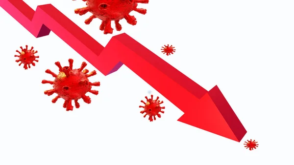 Aandelenmarkt Omlaag Covid Coronavirus Rode Kleur Rendering — Stockfoto