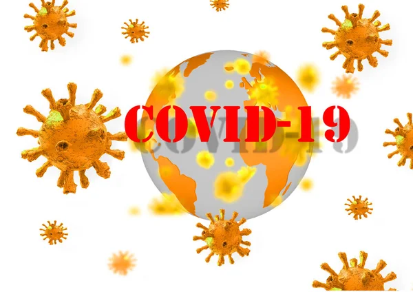 Vírus Covid Koronavírus Világjárvány Föld Bolygó Izolált Renderelés — Stock Fotó