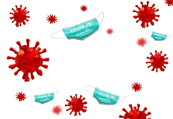 Coronavirus Covid1 Covid 19ウイルス背景マスク青 3Dレンダリング — ストック写真