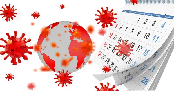 Virus Covid Virus Coronavirus Tbackground Pandemic Calendar Montly Rendering —  Fotos de Stock