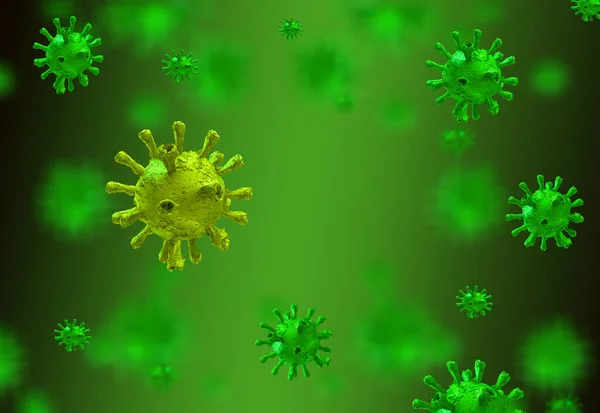 Virus Green Coronavirus Covid Blood Background Rendering — Stock Photo, Image