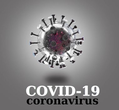 Coronavirus covid-19 virüs arkaplan Gri renkli metin kelimesi - 3D kırmızılaştırma