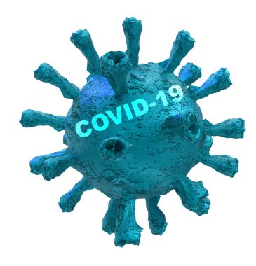 covid-19 mavi virüs coronavirüs metin kelime zoom anlaysis, izole arkaplan yeşil - 3d oluşturma