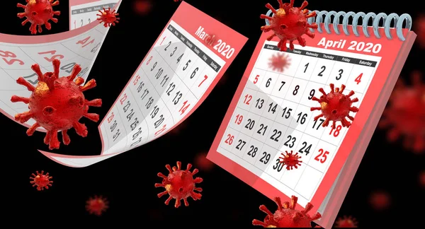 Coronavirus Covid 2019 Ncov Dalam Kalender April 2020 Halaman Terbang — Stok Foto