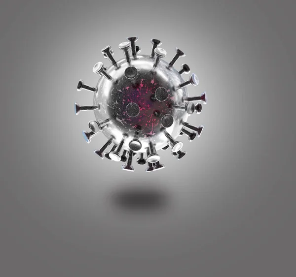 Coronavirus Covid Vírus Fundo Cinza Vírus Como Vidro Rednering — Fotografia de Stock
