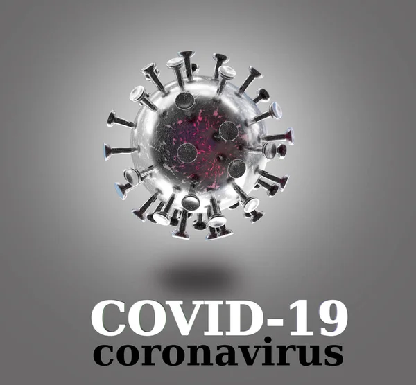 Coronavirus Covid Virus Sfondo Grigio Ransparent Parola Testo Arrossimento — Foto Stock