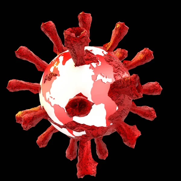 virus covid-19 virus coronavirus tbackground pandemic , earth planet  in black background- 3d rendering