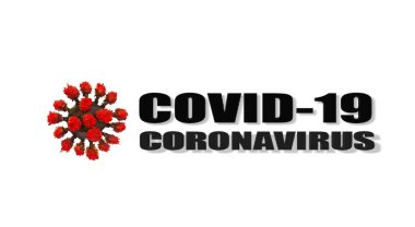 Coronavirus covid-19 virüs kelime grafiği beyaz arkaplanda izole edildi - 3d oluşturma