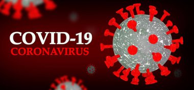 covid-19 Coronavirus arka plan kırmızı metin - 3D oluşturma
