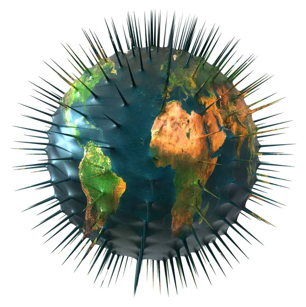 Covid Coronavirus 2019 Ncov Peta Rencana Bumi Merah Terisolasi Render — Stok Foto