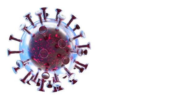 Coronavirus Covid Covid 2019年白地に隔離された肺炎 3Dレンダリング — ストック写真