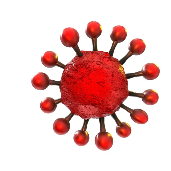 Covid Coronavirus 2019 Ncov Iskull Rojo Aislado Fondo Renderizado —  Fotos de Stock