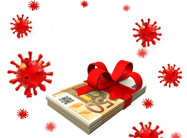 Covid Coronavirus Pandemic Financial Support Aid Donation Money Background Rendering — 图库照片