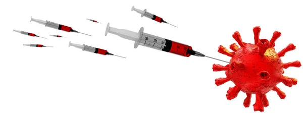 Coronavirus Covid Covidvaccination Vaccines Syringe Attack Virus Fight Coronavirus Research — Stock Photo, Image