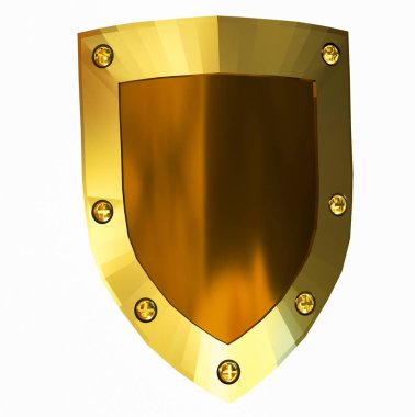 Kalkan koruması izole edilmiş metalik altın güneş ışınını korur - 3 boyutlu görüntüleme