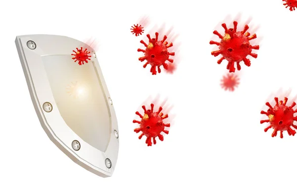 Kalkan virüsü Coronavirus covid-19 saldırısı güvenlik savaşını koruyun.