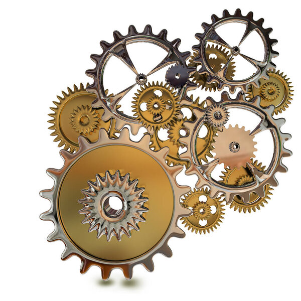gears cogs system engineering mechanic connect  power motivation - 3d rendering