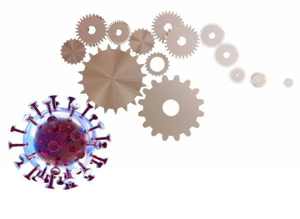 Gear Virus Coronavirus Businness Market Restart Star Agiain Begin Rendering — Stock Photo, Image