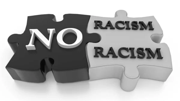 Racisme Aucune Pièce Puzzle Différence Noir Blanc Ensemble Rendu — Photo