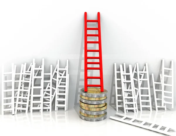 Competitieve Andantage Geld Steun Lening Eerste Sept Rode Ladder Rendering — Stockfoto