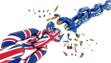 Avrupa Birliği zinciri kepenkleri indirilmiş Brexit grexit - 3D görüntüleme