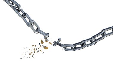 Bir taraftan dış güçten kopan zincir - 3D görüntüleme