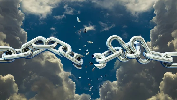 Chain Breaking Clouds Strees Freeedom Separation Escape Rendering — Stock Photo, Image