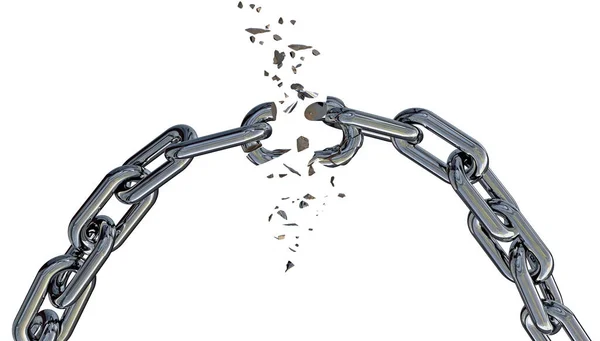 Break Breaking Curve Chain Steel Seperation Escape Isolated White Background — Stock Photo, Image