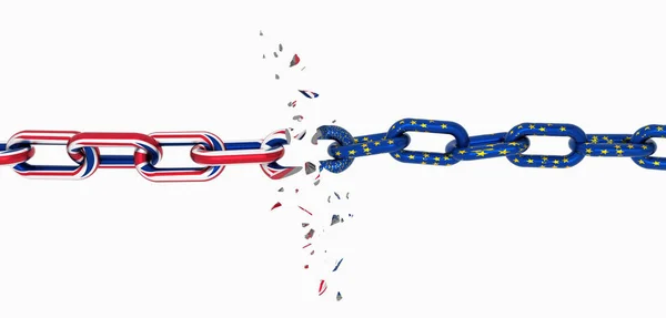 England Flag Chain Broken Brexit Rendering — Stock Photo, Image