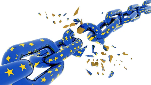 European Union Chain Broken Shuttered Brexit Grexit Rendering — Zdjęcie stockowe